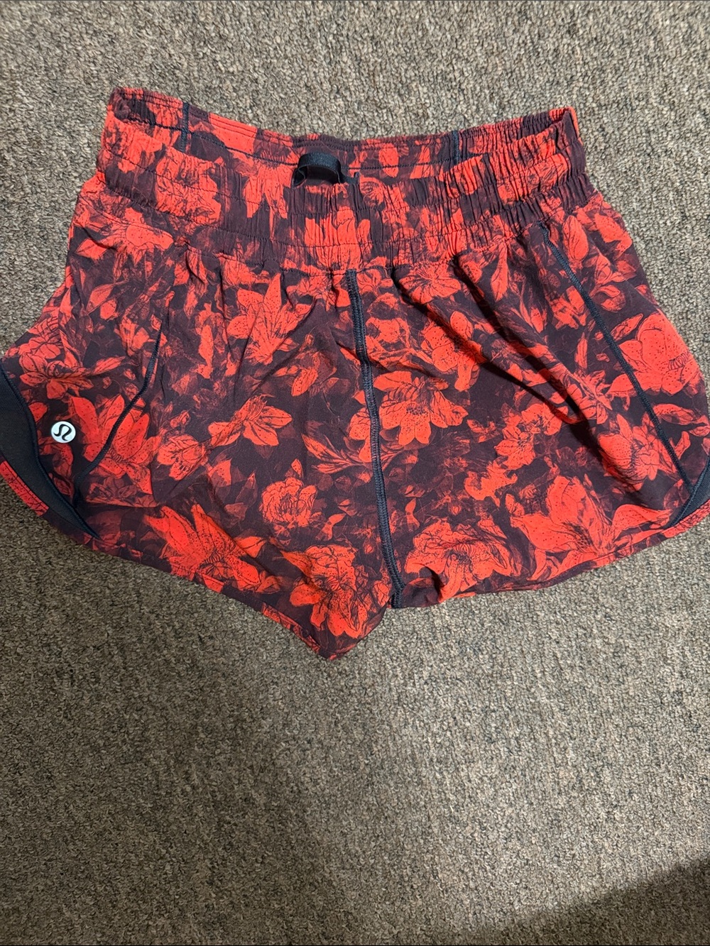 lululemon athletica Red Floral Athletic Shorts